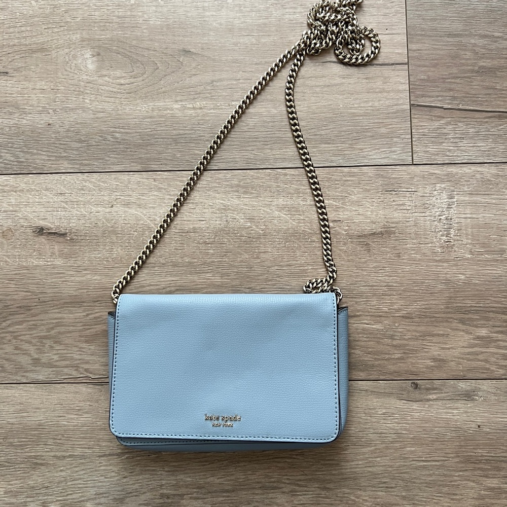 Kate Spade Blue Leather Crossbody Bag with Chain Strap